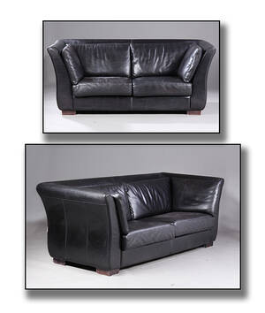 Ubekendt møbelproducent. Tre- samt topers. sofa, sort læder. 2