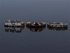 3 st ringar i 18k guld, bl.a Stigbert 3