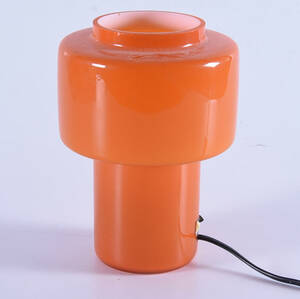 BORDSLAMPA, orangefärgat glas, Luxus, 1970-tal.