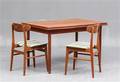 Dansk møbelproducent. Spisebord med udtræk samt to stole, teaktræ 3