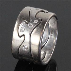 Georg Jensen. Fusionsring m diamanter, 18 kt hvidguld.