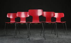 Arne Jacobsen. Fem T-stole, model 3103 5
