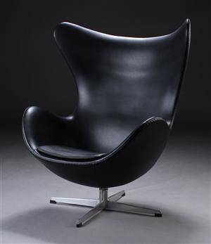 Arne Jacobsen, Ægget, lænestol, sort skai