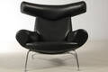 Hans J. Wegner, lænestol, Ox chair  Oksen, sort læder  