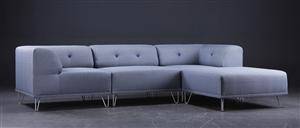 Nomad DOT modulsofa, lysegrå med forkromede metalben