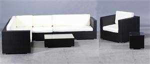 Havemøbelsæt. Stort lounge modulsæt, polyrattan, offwhite samt lilla 7 