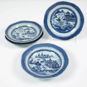 TALLRIKAR, 5 st, porslin, Kina, 1800-tal
