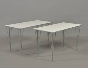 Piet Hein og Bruno Mathsson Rektangulære borde, hvidlaminerede 2