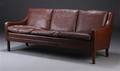 Dansk møbelproducent, tre-pers sofa, brunt læder