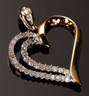 Vedhæng, 9 kt guld, med 0.25 ct
