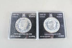 Svenska silvermynt 200-kronor 1998 2 st