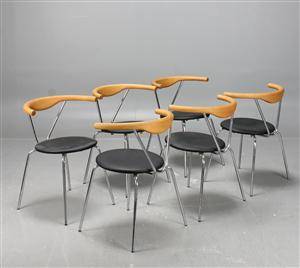 Sex stycken stolar, skinn