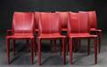 Dansk Møbelproducent. Syv spisestole, rødt læder 7