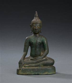 Buddha af grønpatineret bronze