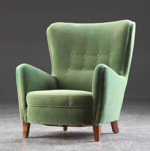 Overpolstret lænestol, velour, 1940erne