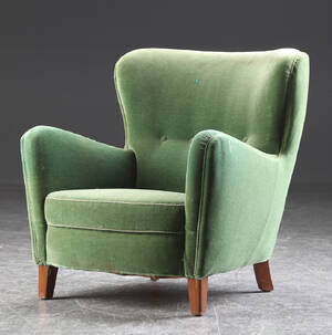 Overpolstret lænestol, velour, 1940erne