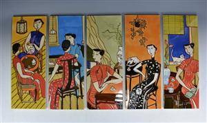 5 Wandkeramiken Kaffeeszenen5