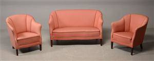 Sofa samt to lænestole med gammel rosa uld 3