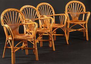 Sæt på fire armstole af bambus 4