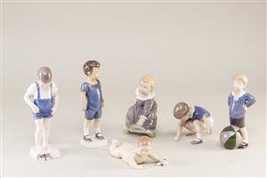 Kgl. P.  Bing og Grøndahl. Seks figurer af porcelæn 6