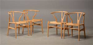 Hans J. Wegner - Fire Y - stole af ask  med løse hynder 4