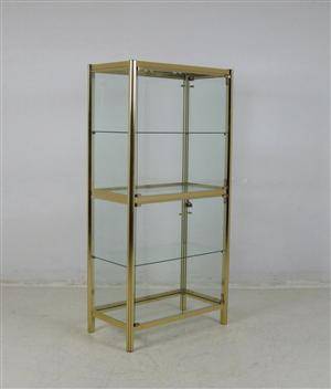 Vitrine Präsentationsvitrine in Messing und Glas