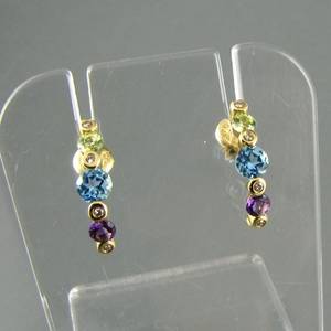 Topas Amethyst Peridot Brillant Ohrstecker