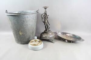 Hink i zink, skål, och askfat mm
