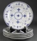 Royal Copenhagen  Kgl. Porcelæn. Mussetmalet halvblonde, fem tallerkner 5 
