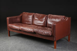 Tre-pers. sofa, læder, dansk møbelproducent