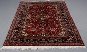 Indisk  håndknyttet tæppe, 210 x 142 cm