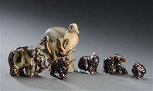 Royal Copenhagen og Arne Ingdam. Seks stentøjsfigurer