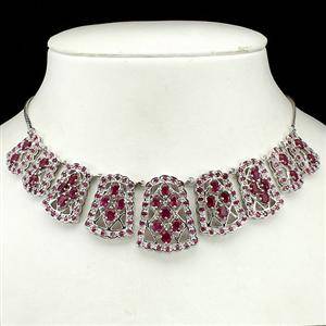 Halskæde, sterling sølv, rubiner
