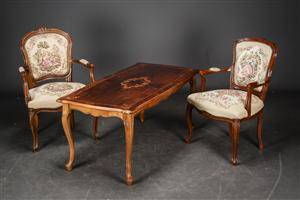 Et par armstole og sofabord, rokokoform. 3