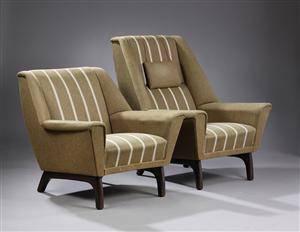 Dansk møbelproducent. To lænestole, uld 2