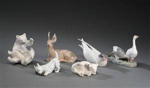 Royal Copenhagen. Seks figurer af porcelæn. 6