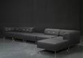 Nomad DOT Large, modul hjørnesofa betrukket mørkegråt møbelstof med læderknapper 