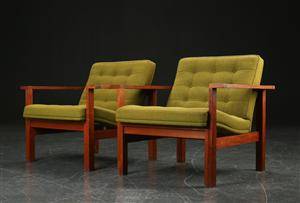 Par lænestole, teak og uld, Cado 2