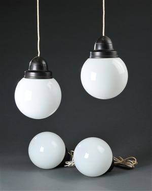 Fire pendler af opalglas og bakelit 4