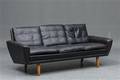 Georg Thams. Tre pers. sofa, sort læder 
