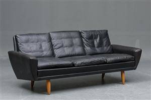 Georg Thams. Tre pers. sofa, sort læder 