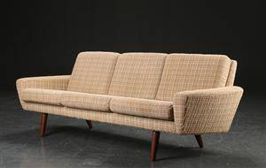 Tre-pers. sofa, uld, dansk møbelproducent