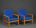Børge Mogensen, par lænestole af eg, Slædestolen, model 2256 2