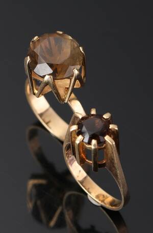To ringe af 14 kt guld med røgkvarts 2