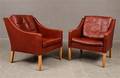 Børge Mogensen, fåtöljer i rött läder, modell 2207 2