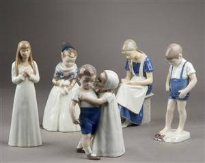Bing  Grøndahl samt Royal Copenhagen. Fem figurer af porcelæn 5