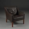 Børge Mogensen. Lænestol model 2207, brunt læder