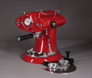 Espressocappucino-maskine, rød højglanslak med 15 bars vandpumpe