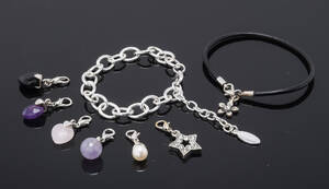 Samling Bijouteri armbånd med charms, 800 dele