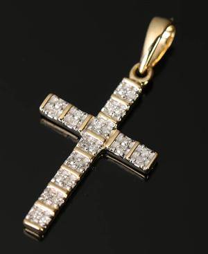 Vedhæng, 9 kt guld med diamanter